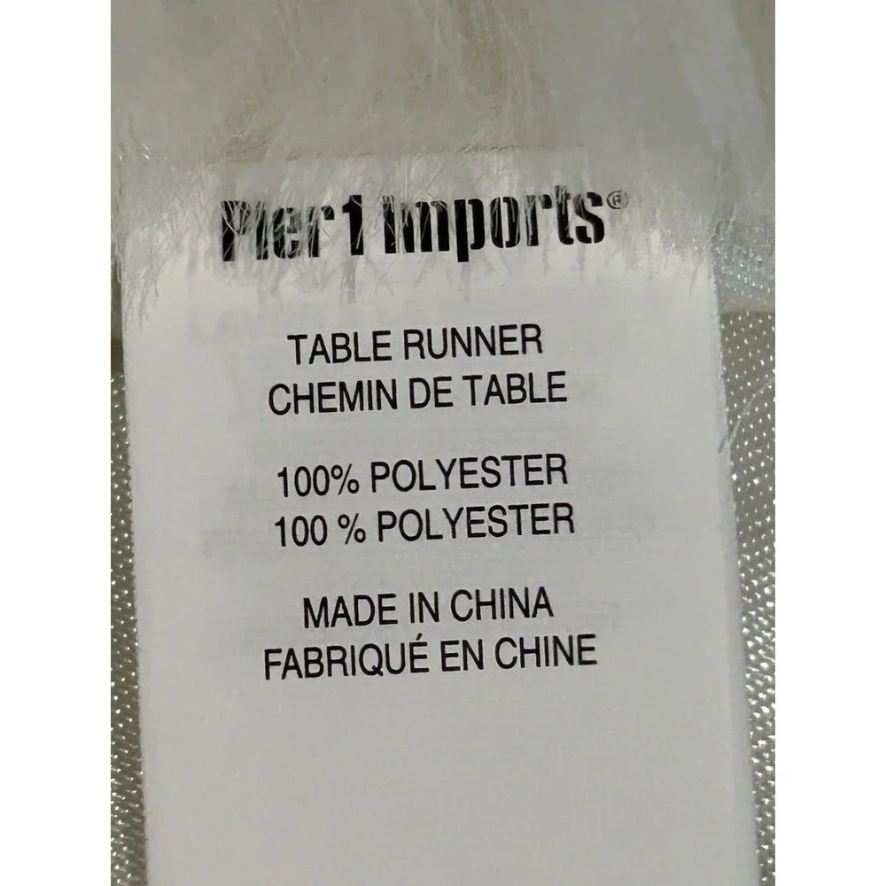 Pier One Table Runner White Faux Fur Holiday Christmas Elegant 70” X 14”